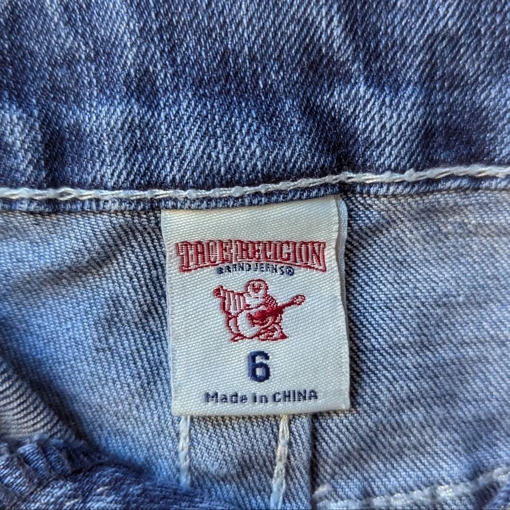 True Religion Kids Slim Fit Jean Short Size 6 Snap Closure Frayed Hem Stretch